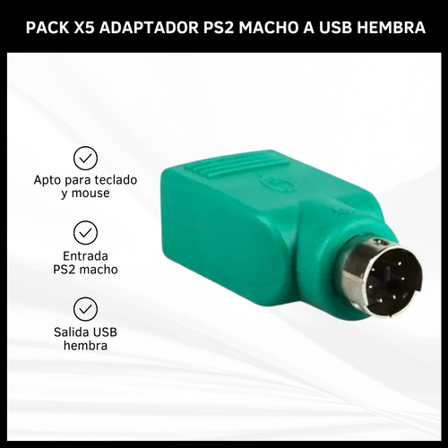 Adaptador Para Conector Cable Ps2 Macho A Usb Hembra Dinax