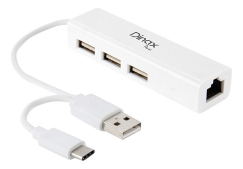 Zapatilla Hub 3 Puertos Usb Y Conversor Usb C A Red Dinax  