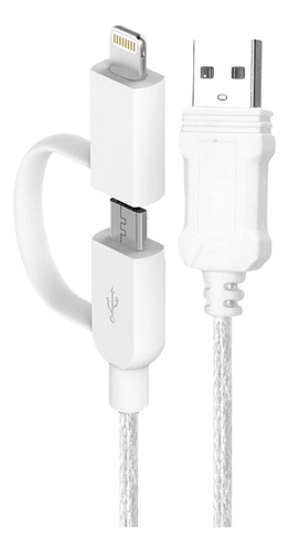 Cable Usb Carga Rápida Conector Ip Y Micro Usb Con Luz Led 