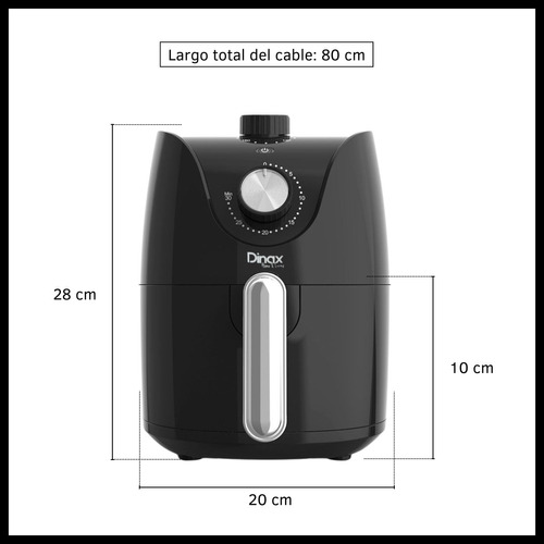 Freidora De Aire Eléctrica Sin Aceite 2l Temporizador 1000w 