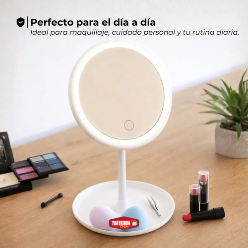 Espejo Touch Para Maquillaje Con Luz Led 3 Tonos Táctil Usb  Blanco
