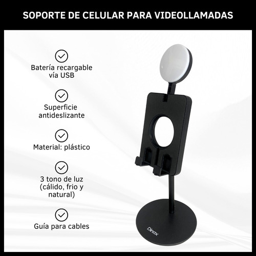 Soporte De Celular Luz Led 3 Tonos Universal Videollamadas 