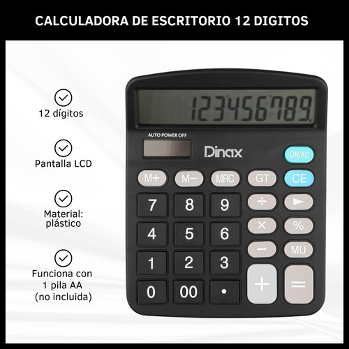 Calculadora 12 Dígitos De Escritorio Números Grandes Pilas 