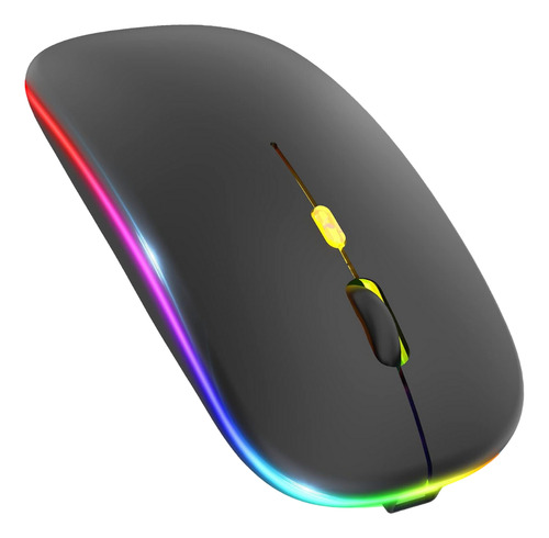 Mouse Inalámbrico Luces Rgb Gamer Bluetooth Pc Receptor Usb Negro