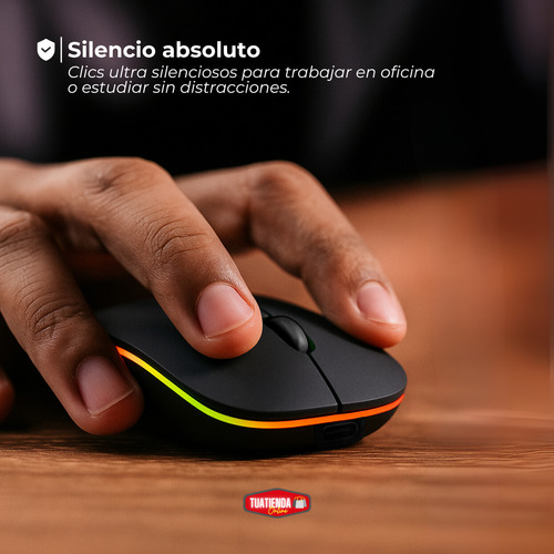 Mouse Inalámbrico Luces Rgb Gamer Bluetooth Pc Receptor Usb Negro