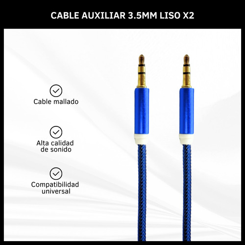 Cable Auxiliar Mallado 1 Metro Miniplug A Miniplug 3.5mm