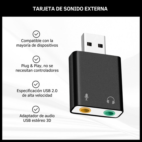 Adaptador Placa De Sonido Externa Usb Audio Auriculares Mic