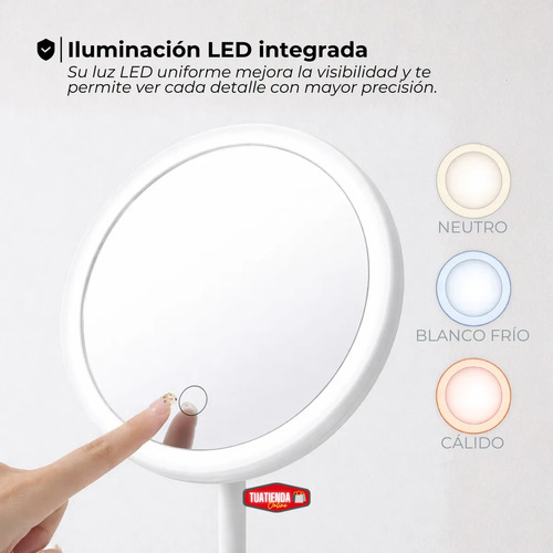 Combo Kit De Secador De Pelo Planchita Y Espejo Touch Led
