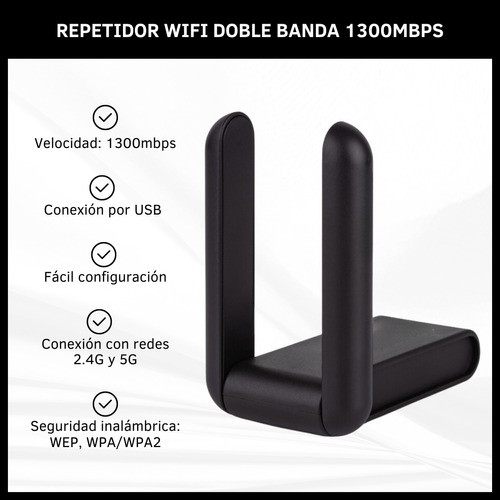 Repetidor De Wifi Extensor Doble Banda Inalámbrico 1300mbps