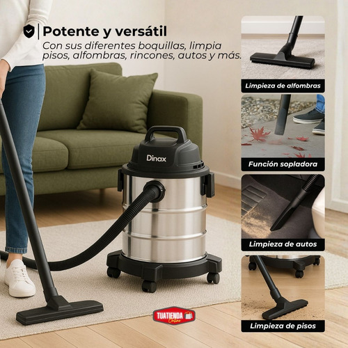 Aspiradora Sopladora 3 En 1 De Tacho Capacidad 20lts 1300w Negro/acero