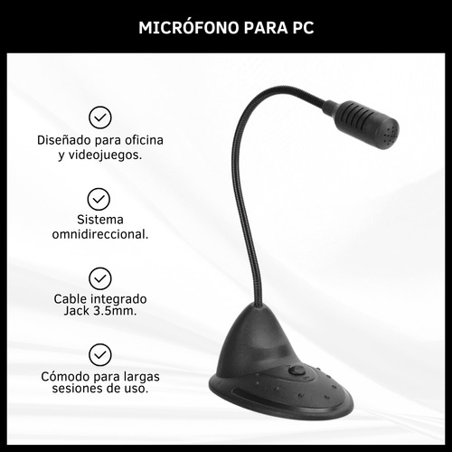 Micrófono Gamer Para Pc Notebook Escritorio Mesa Con Cable