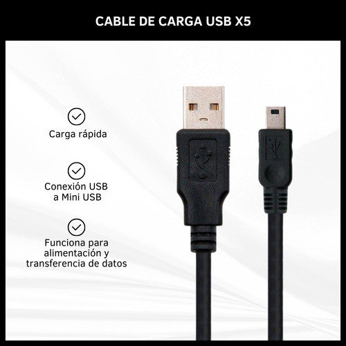 Cable Usb Mini V3 Cargador Carga Rápida Gps Cámaras 1 Metro