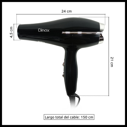 Secador De Pelo Cabello 2 Temperaturas 2 Velocidades 2000w Negro