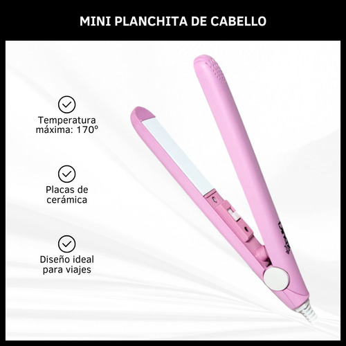 Planchita De Pelo Mini Flequillo Cabello Portátil De Viaje