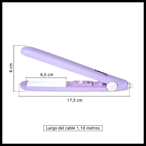 Planchita De Pelo Mini Flequillo Cabello De Viaje Portátil Color Lila
