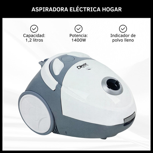 Aspiradora Eléctrica Hogar 1.2 Litros Bolsa Cepillo 1400w