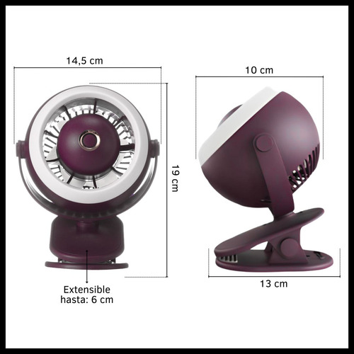 Mini Ventilador Clip Con Luz Portátil Recargable Inalámbrico