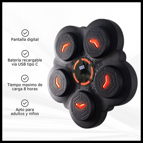 Maquina Boxeo Inteligente Musical Bluetooth Guantes Fitness