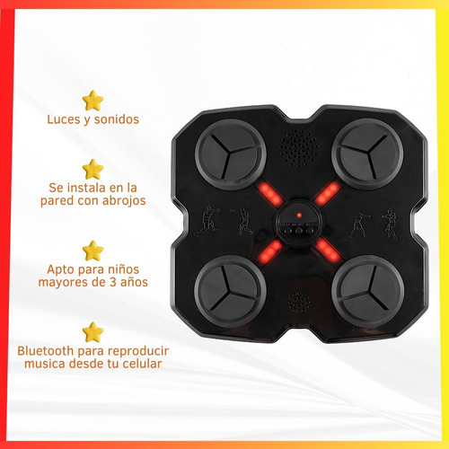 Máquina De Boxeo Musical Recargable Bluetooth Guantes Niños