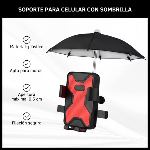 Soporte Porta Celular Con Sombrilla Para Motos Holder 360°