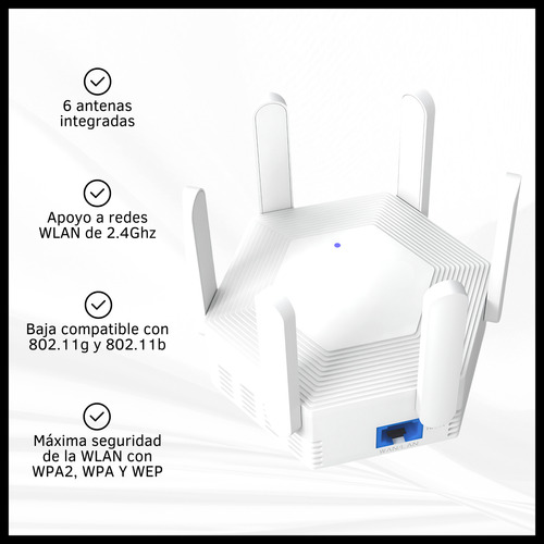 Repetidor Extensor Wifi Amplificador Con 6 Antenas 2.4ghz