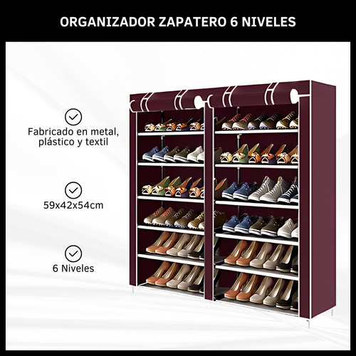Zapatero Estante Organizador De Calzados Zapatos 6 Niveles