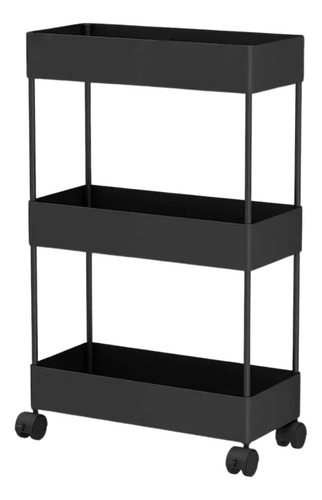 Organizador Auxiliar Multiuso 3 Niveles Estantes Con Ruedas Negro