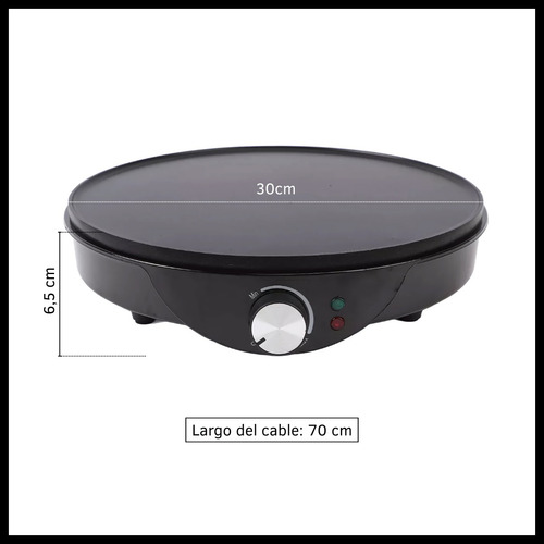 Panquequera Crepera Eléctrica 30cm Base Antiadherente 800w Negro