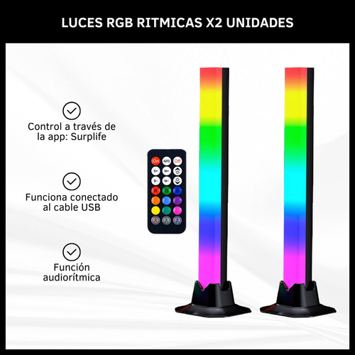Lámpara Led Rgb Rítmicas Luces Con Control Remoto App Usb