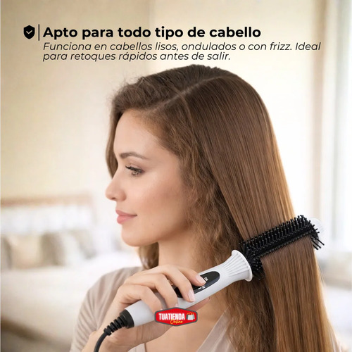 Secador Mini De Cabello Y Cepillo Alisador Eléctrico Dinax Blanco