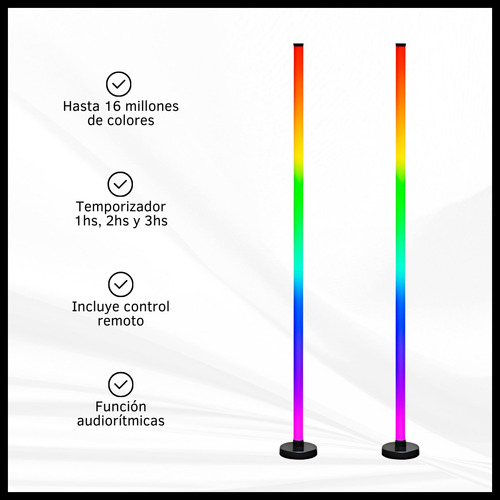 Lámpara Led Rgb Barra Esquinero Luces Función Audiorítmica Rgb Blanco