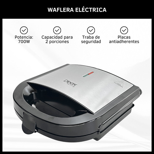 Waflera Eléctrica Máquina Wafles Placas Antiadherentes 700w Negro