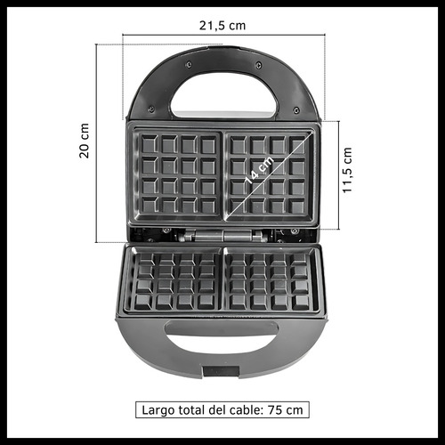 Waflera Eléctrica Máquina Wafles Placas Antiadherentes 700w Negro
