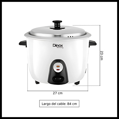 Arrocera Antiadherente Eléctrica Olla Vaporera 700w 2 Litros Blanco 50 60hz