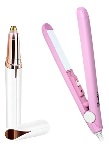 Combo Depiladora Vello Facial Y Mini Planchita De Pelo
