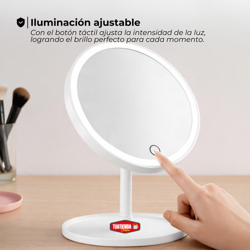 Cepillo Secador Eléctrico Espejo Luz Led Y Organizador