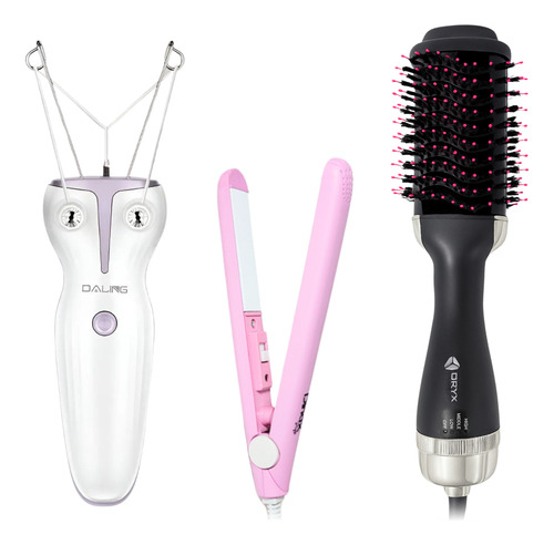 Cepillo Secador Eléctrico Mini Planchita Y Depiladora Facial