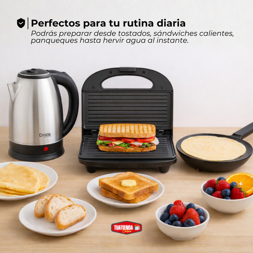 Combo Desayuno Pava Eléctrica Sandwichera Y Panquequera