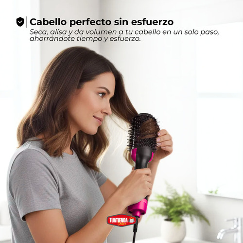 Combo Cepillo Eléctrico Secador De Pelo Y Espejo Con Luz Led