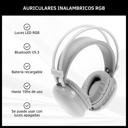 Auriculares Gamer Bluetooth Con Luz Led Rgb Inalámbricos