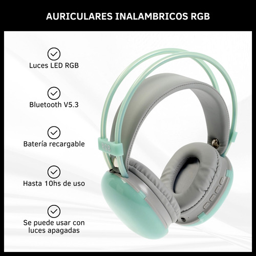 Auriculares Gamer Bluetooth Con Luz Led Rgb Inalámbricos