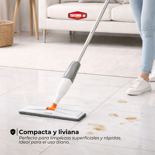 Mopa Trapeador Spray Rociador Lampazo De Mano Limpiador Piso Blanco