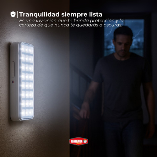 Luz De Emergencia 30 Leds Batería Recargable Portátil Blanco