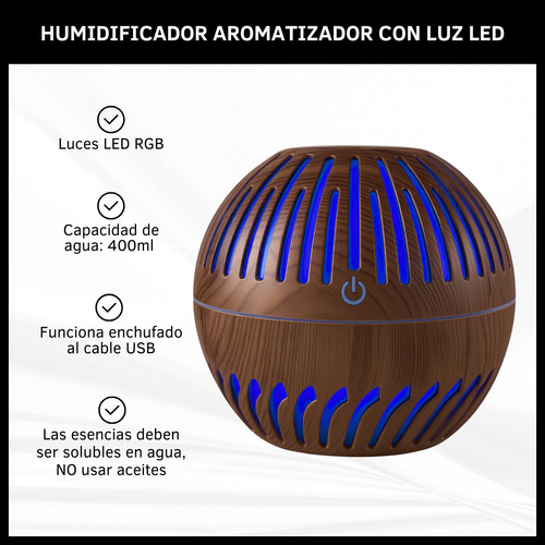 Humidificador Aromaterapia Vaporizador Aromático Luz Led Usb