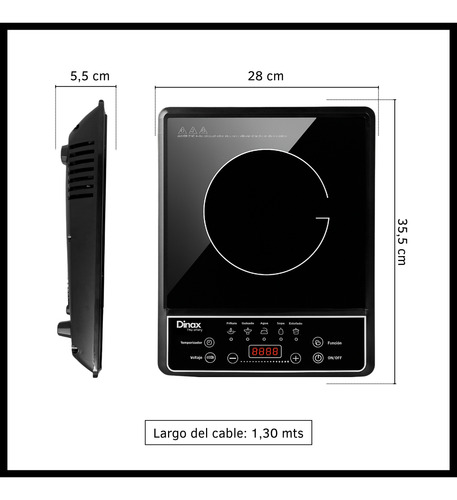 Anafe Eléctrico Vitrocerámico 1 Hornalla 2000w 5 Funciones