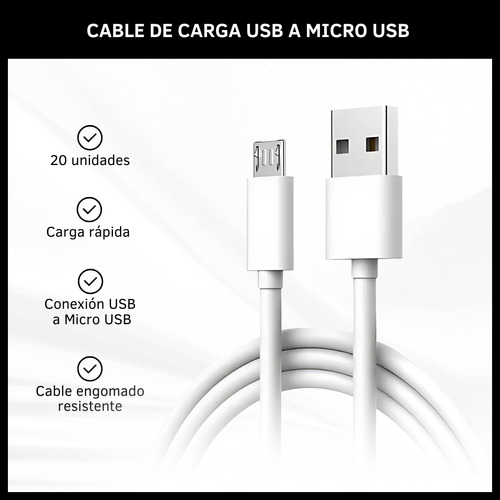 Cable Usb Micro Usb 1 Metro Carga Rápida Datos Pack X20u