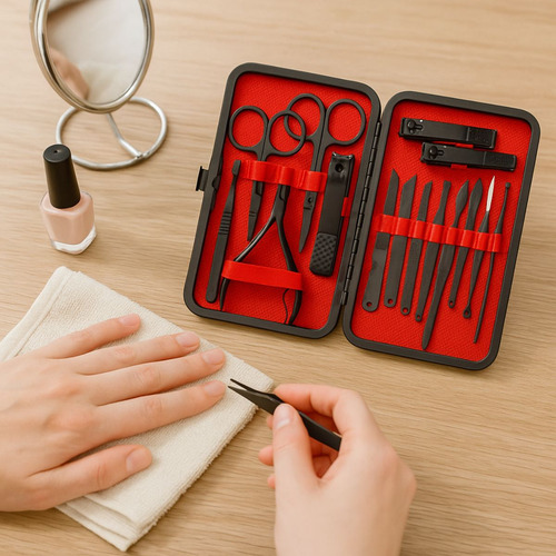 Set Manicura Pedicura 17 Piezas En Estuche Kit Para Uñas