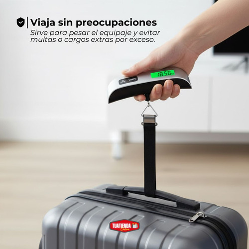 Balanza Portátil Digital De Mano Para Valija Y Pesca 50 Kg  Negro