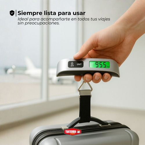 Balanza Portátil Digital De Mano Para Valija Y Pesca 50 Kg  Negro