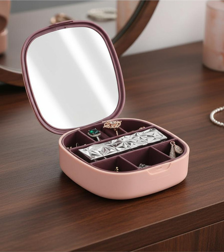 Alhajero Joyero Organizador De Joyas Espejo Portátil Viajes